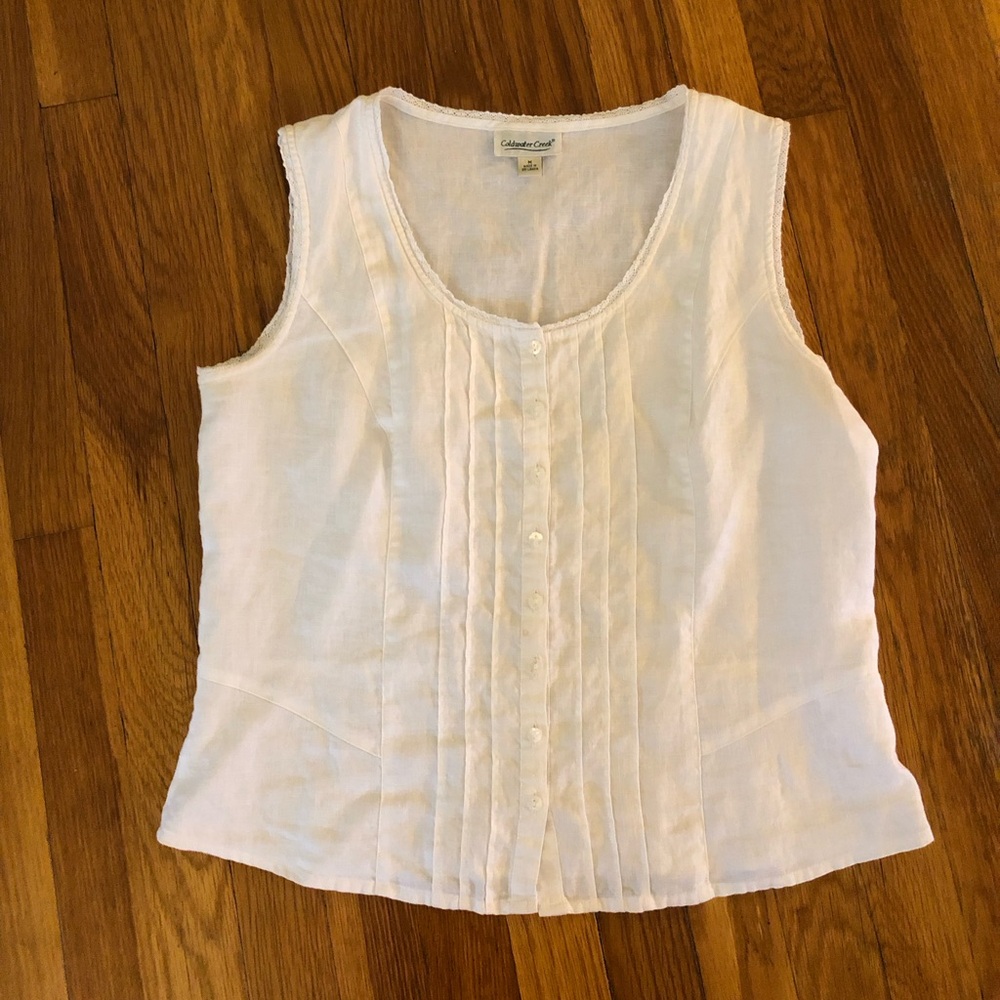 Vintage Coldwater Creek White Linen Top - M